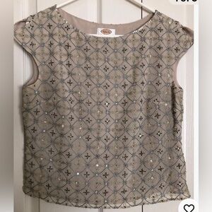 TALBOTS PETITES ~ Womens Silk Top Size 8 ~ Formal Occassion ~ Embroidered